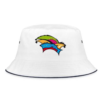 Eine Narrenkappe für den Karneval - Bucket Hat - Weiß/Navy - Vorne