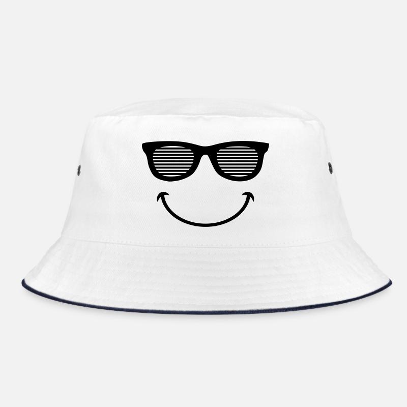 brille party smiley - Bucket Hat - Weiß/Navy
