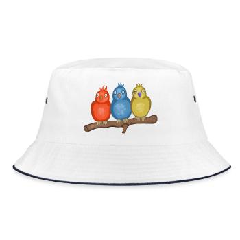 Colorful birds on a branch - Bucket Hat - white/navy - Front