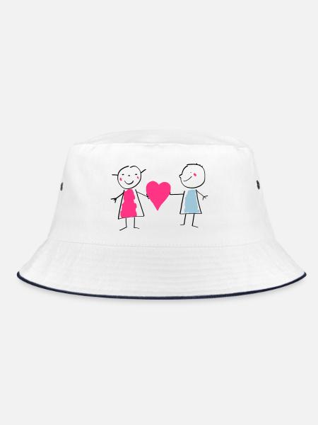 Love / Amour / Liebe Valentine's Day Valentinstag - Bucket Hat - white/navy - Front