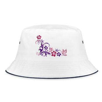 Hibiscus fleurs et papillons - Bob - blanc/marine - Devant