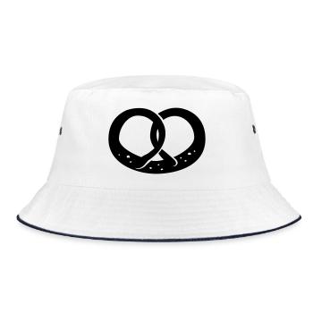 Brezel, Brezn, - Bucket Hat - Weiß/Navy - Vorne