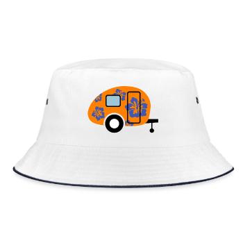 Hibiscus Caravan Caravan Camping Camper - Bucket Hat - white/navy - Front