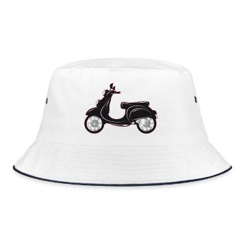A black scooter with a colored edge - Bucket Hat - white/navy - Front