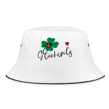 Glückspilz Kleeblatt Glück - Bucket Hat - Weiß/Navy - Vorne