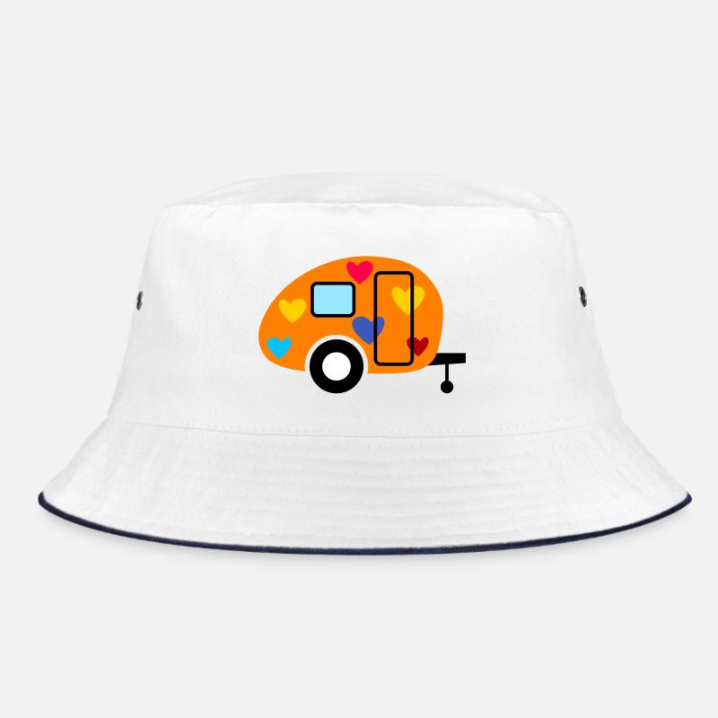Caravan Herz Wohnwagen Campingplatz Camper bunt Bucket Hat