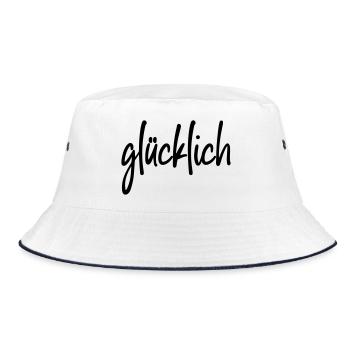 glücklich - Bucket Hat - Weiß/Navy - Vorne