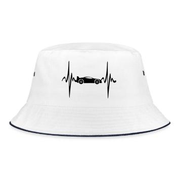 Cardio-Herzfrequenz von Sportwagen - Bucket Hat - Weiß/Navy - Vorne
