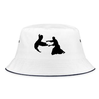 Aikido-Wurf - Bucket Hat - Weiß/Navy - Vorne
