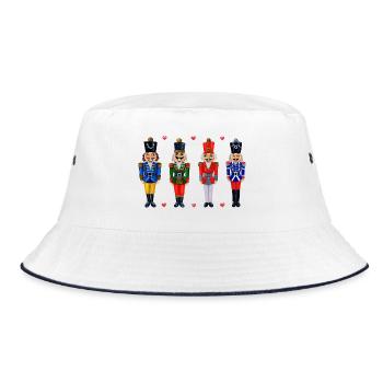VIER LUSTIGE NUSSKNACKER - Bucket Hat - Weiß/Navy - Vorne
