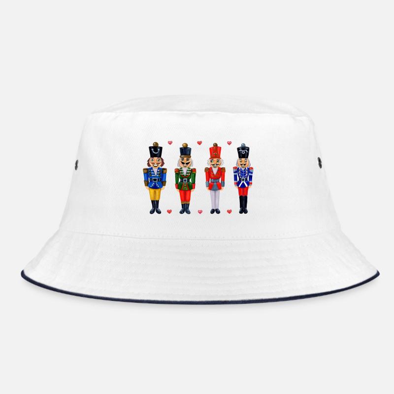 VIER LUSTIGE NUSSKNACKER - Bucket Hat - Weiß/Navy
