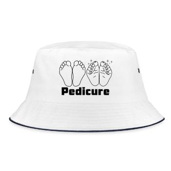Feet with text Pedicure - Bucket Hat - white/navy - Front