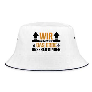 Wir verprassen das Erbe unserer Kinder - Sticker - Bucket Hat - Weiß/Navy - Vorne