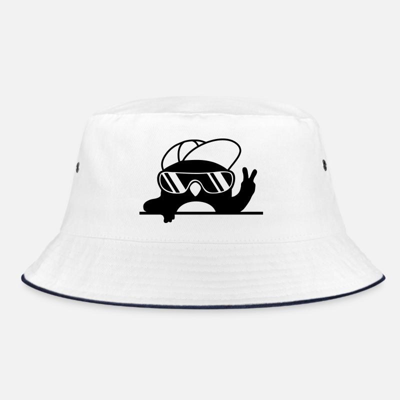 Peacezeichen cooler Pinguin Handzeichen - Bucket Hat - Weiß/Navy