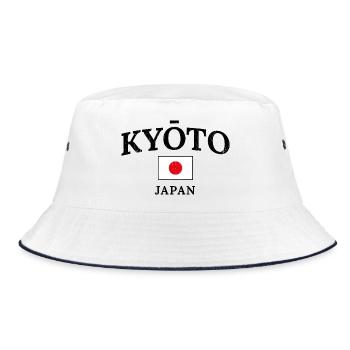 Kyoto Japan Flag Motif - Bucket Hat - white/navy - Front
