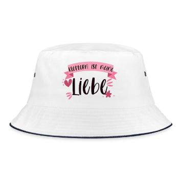Klettern Bouldern Bergsteigen Berge Liebe Geschenk - Bucket Hat - Weiß/Navy - Vorne