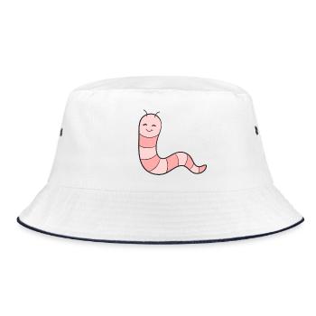 Worm Earthworm - Bucket Hat - white/navy - Front