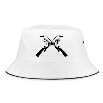 Two crossed welding machines with text banner - Bucket Hat - white/navy - Front