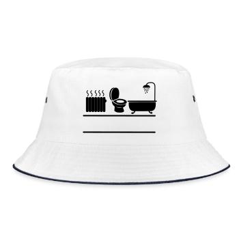Sanitary heating, bathtub and WC toilet - Bucket Hat - white/navy - Front