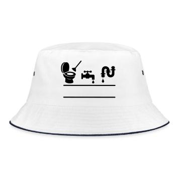 Clogged toilet, leaking faucet - Bucket Hat - white/navy - Front