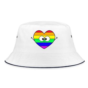 Regenbogen Herz - Bucket Hat - Weiß/Navy - Vorne