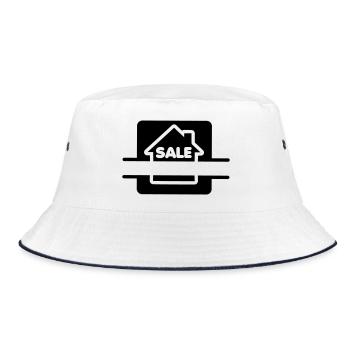 Haus zum Verkauf Logo - Bucket Hat - Weiß/Navy - Vorne