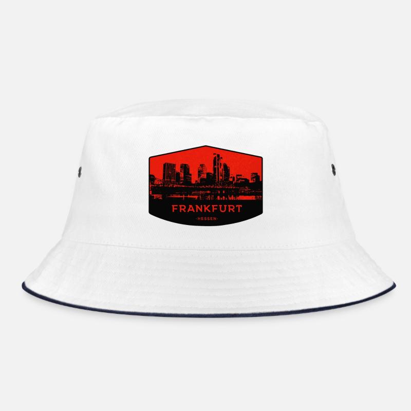 Frankfurter Skyline Patch Rot Schwarz Bucket Hat