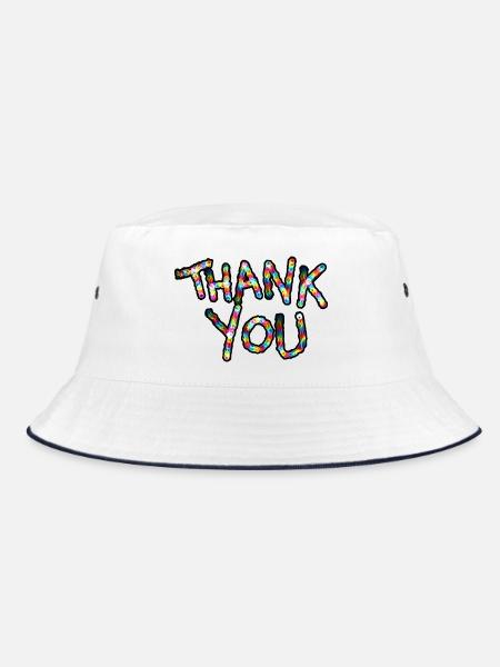 Danke You Neonfarben-Dankeschrift - Bucket Hat - Weiß/Navy