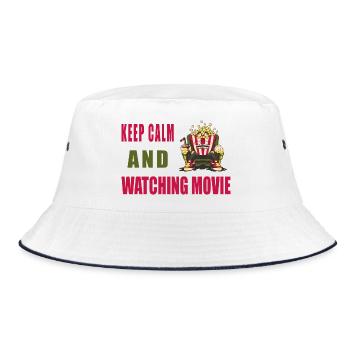 Keep calm and watching movie - Bucket Hat - white/navy - Front