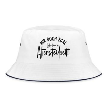 Mir doch egal Ich bin in Altersteilzeit - Bucket Hat - Weiß/Navy - Vorne