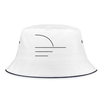 Sonne Horizont Linienkunst Schwarz - Bucket Hat - Weiß/Navy - Vorne