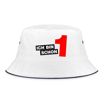 Ich bin schon 1 - Bucket Hat - Weiß/Navy - Vorne