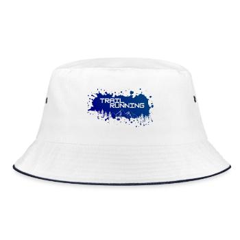 Trail Running Berge und Wald weißer Farbklecks - Bucket Hat - Weiß/Navy - Vorne