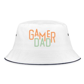 Geschenk 'Gamer Dad', Hommage an Papa Gamer - Bucket Hat - Weiß/Navy - Vorne