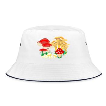 Colored composition of mushrooms - Bucket Hat - white/navy - Front