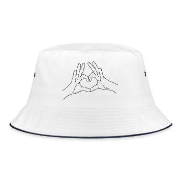 Herz aus Händen - Bucket Hat - Weiß/Navy - Vorne