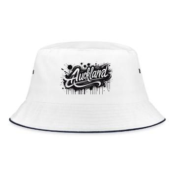 Auckland - New Zealand - Neuseeland Kiwi Aotearoa - Bucket Hat - white/navy - Front