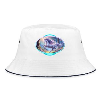 Zartes Einhorn im Magischen Wald - Bucket Hat - Weiß/Navy - Vorne