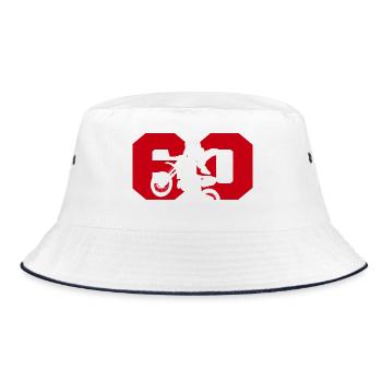 Moto 60 Biker - Bucket Hat - Weiß/Navy - Vorne