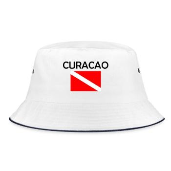 Curacao Diver Down Flag - Scuba - Diving - Tauchen - Bucket Hat - white/navy - Front