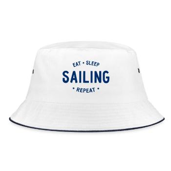 Eat Sleep Sailing Repeat - Bucket Hat - Weiß/Navy - Vorne