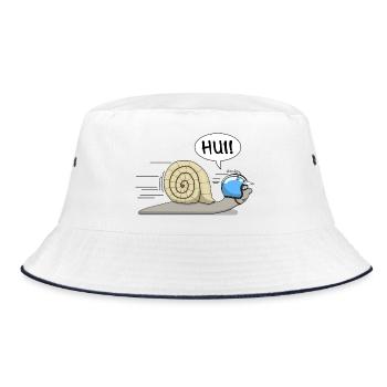 Rennschnecke - jetzt auch in blau - Bucket Hat - Weiß/Navy - Vorne