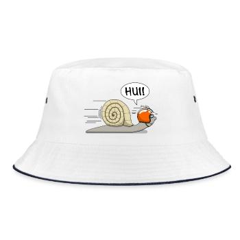 Rennschnecke - jetzt auch in orange - Bucket Hat - Weiß/Navy - Vorne