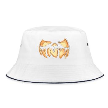 Pumpkin Face Halloween Scribble - Bucket Hat - white/navy - Front