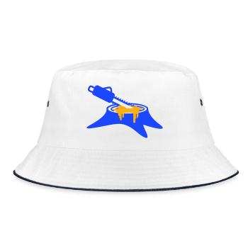 Motorsäge Baum Fällen Holzfäller Wald Stumpf Holz - Bucket Hat - Weiß/Navy - Vorne