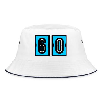 60. 60 JAHRE. 60-JÄHRIGES JUBILÄUM. 60. GEBURTSTAG. - Bucket Hat - Weiß/Navy - Vorne