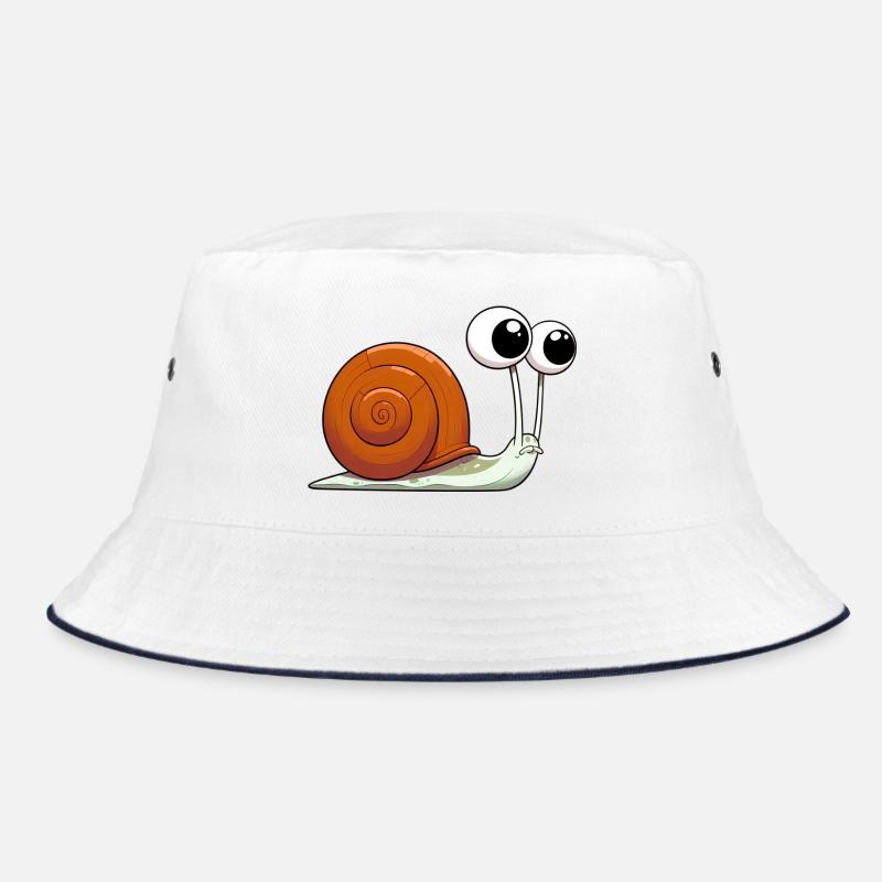 Schnecke - Bucket Hat - Weiß/Navy