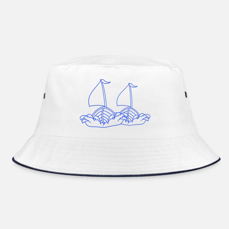 2 Sailing Ships Comic Cartoon Style Team Competition Bucket Hat
