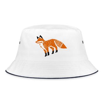 Rustic fox in stamp look - Bucket Hat - white/navy - Front
