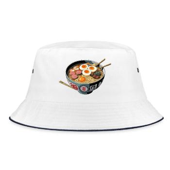 Ramen Bowl Art Print - Bucket Hat - white/navy - Front